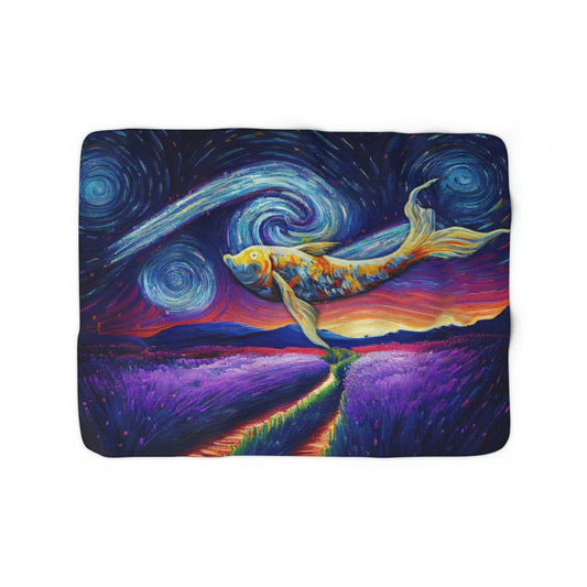 Starry Lavender Fields Haze - Sherpa Fleece Blanket - Van Gogh inspired - Swiftie Merch Gift